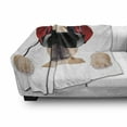 thumbnail image 3 of Popstar Party Soft Flannel Fleece Throw Blanket, Dj Bulldog Headphones Listening to Music Behind White Banner, Cozy Plush for Indoor and Outdoor Use, 70" x 90", Pale Brown Black Red, by Ambesonne, 3 of 6