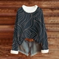 thumbnail image 5 of Ounisa Womens Tops Autumn Winter Pullover Sweater Loose Casual Long Sleeved Round Neck Stripe Pattern Shacket Blouse, 5 of 5