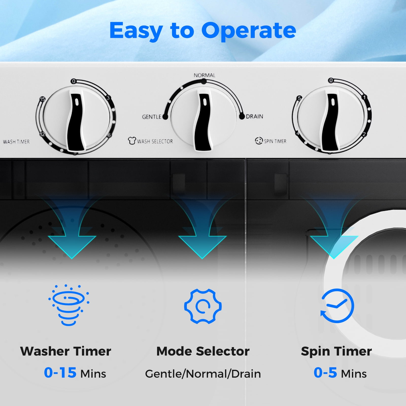 Costway Portable Washing Machine 17.6 lbs Twin Tub Laundry Washer with Drain Pump Grey