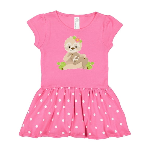 Inktastic Sloth Mom with Baby Sloth and Flowers Gift Baby Girl Dress