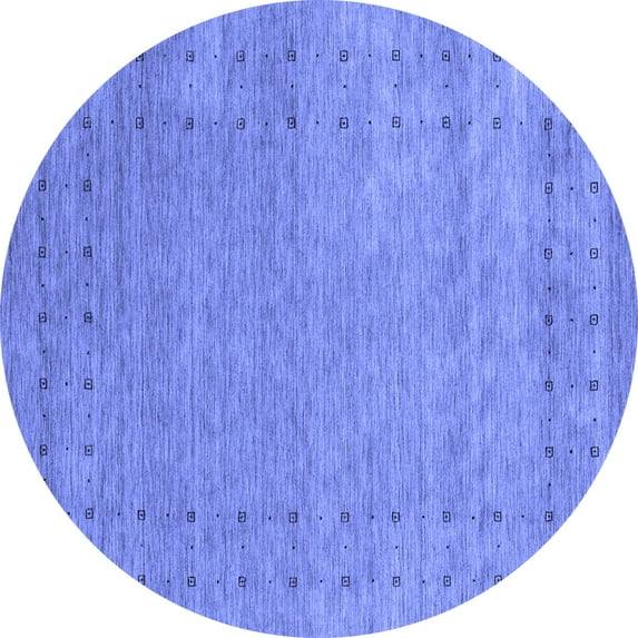 Ahgly Company Indoor Round Abstract Blue Contemporary Area Rugs, 5' Round