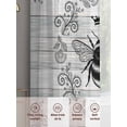 thumbnail image 6 of Vintage Bees Crowns Sheer Curtains 63 Inch Length 2 Panels Set Window Treatments, Retro Leaves Rings Gray Wooden Rod Pocket Semi Curtains for Living Room/Bedroom/Kitchen Décor, 104"W x 63"L, 6 of 7