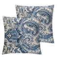 thumbnail image 2 of Nawypu 2pcs Chinoiserie Blue Floral Block Print Pillow Cover8, Blue and White Floral Throw Pillow Covers for Couch Bed Sofa Cushion Farmhouse Room Decor, 2 of 6