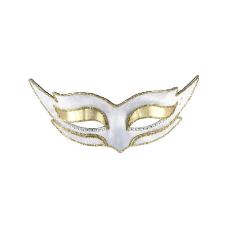 Adult or Childs White Gold Masquerade Ball Venetian Carnival Cat Eye Mask