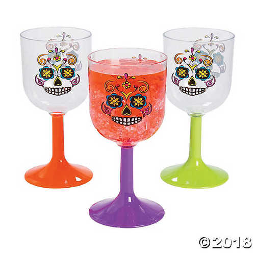 Sugar Skulls Plastic Wine Glasses