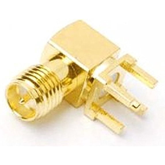 Reverse Polarity SMA Jack with Male Center Pin in Right Angle RF Connector PCB Mount with Post Terminal High Quality Ships From USA