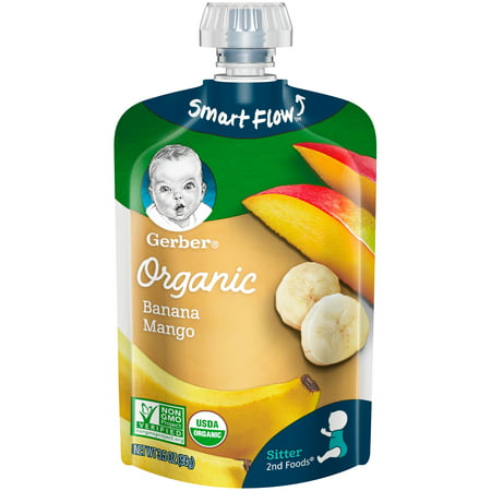 Gerber Organic 2nd Foods Baby Food, Banana Mango, 3.5 oz Pouch (Pack of
