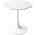 thumbnail image 1 of Table à Manger Ronde Moderne avec Plateau en Marbre Blanc Imprimé, Base en Métal, Table d'Appoint (Marbre Blanc + Octogonal), 1 of 8