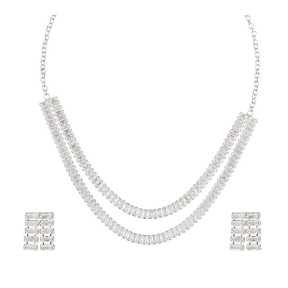 Efulgenz Women's Jewelry Set Cubic Zirconia Layered Necklace and Earrings Set CZ Tennis Necklace Set for Women Crystal Collar Choker Bridal Necklace Set Prom Party Wedding Fashion Jewelry