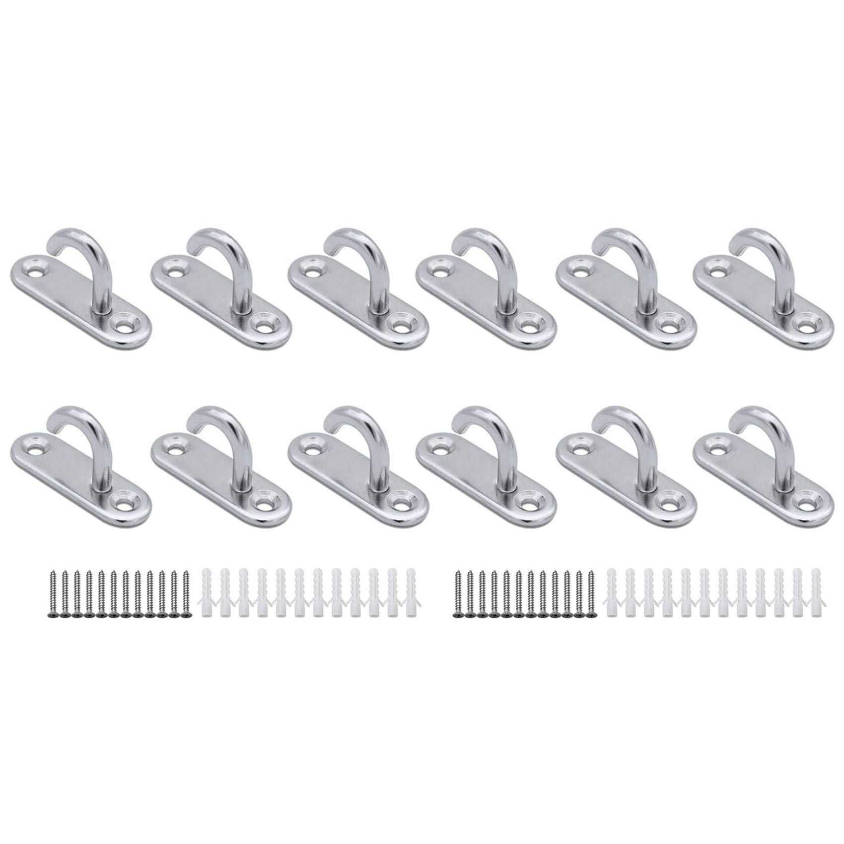 12 Pack Stainless Steel Ceiling Hooks M5 Oval Open Hooks Pad Eye Plate