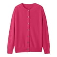 thumbnail image 4 of VISALY Cropped Cardigan Open Front Cardigan for Women Cardigans Sweaters for Women Button Front Long Sleeve Cardigan Crewneck Cardigan Knit Cardigans Hot Pink M, 4 of 6