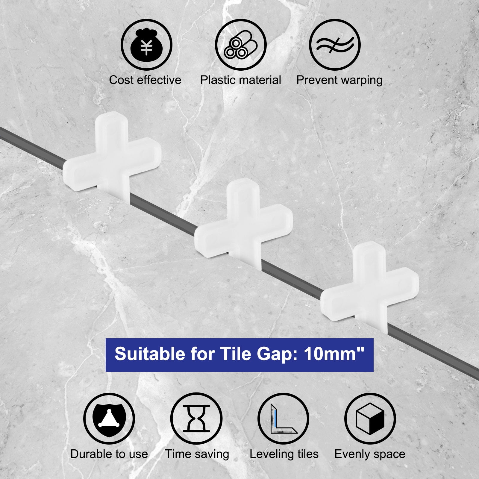 400Pack Tile Spacers, 10mm 3/8" Cross Shape Wall Floor Tile Spacer, White