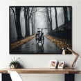 thumbnail image 1 of Designart Bicycle framed wall Art, Bike Riding Forward Into , Bicycle Large framed wall art decor, Yellow Modern black framed wall art, 32x16 inches black frame, 1 of 5