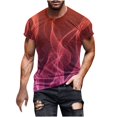 thumbnail image 2 of Qertyioot Homme Été Col Rond Imprimé Casual Manches Courtes Col Rond Top/chemise Léger Refroidissement Tee, 2 of 5