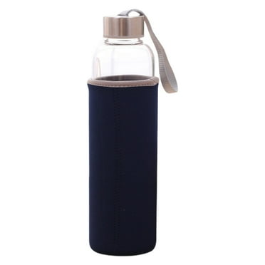 Glass Water Bottle with Sleeve and Stainless Steel Lid - Leak Proof Lid, Reusable