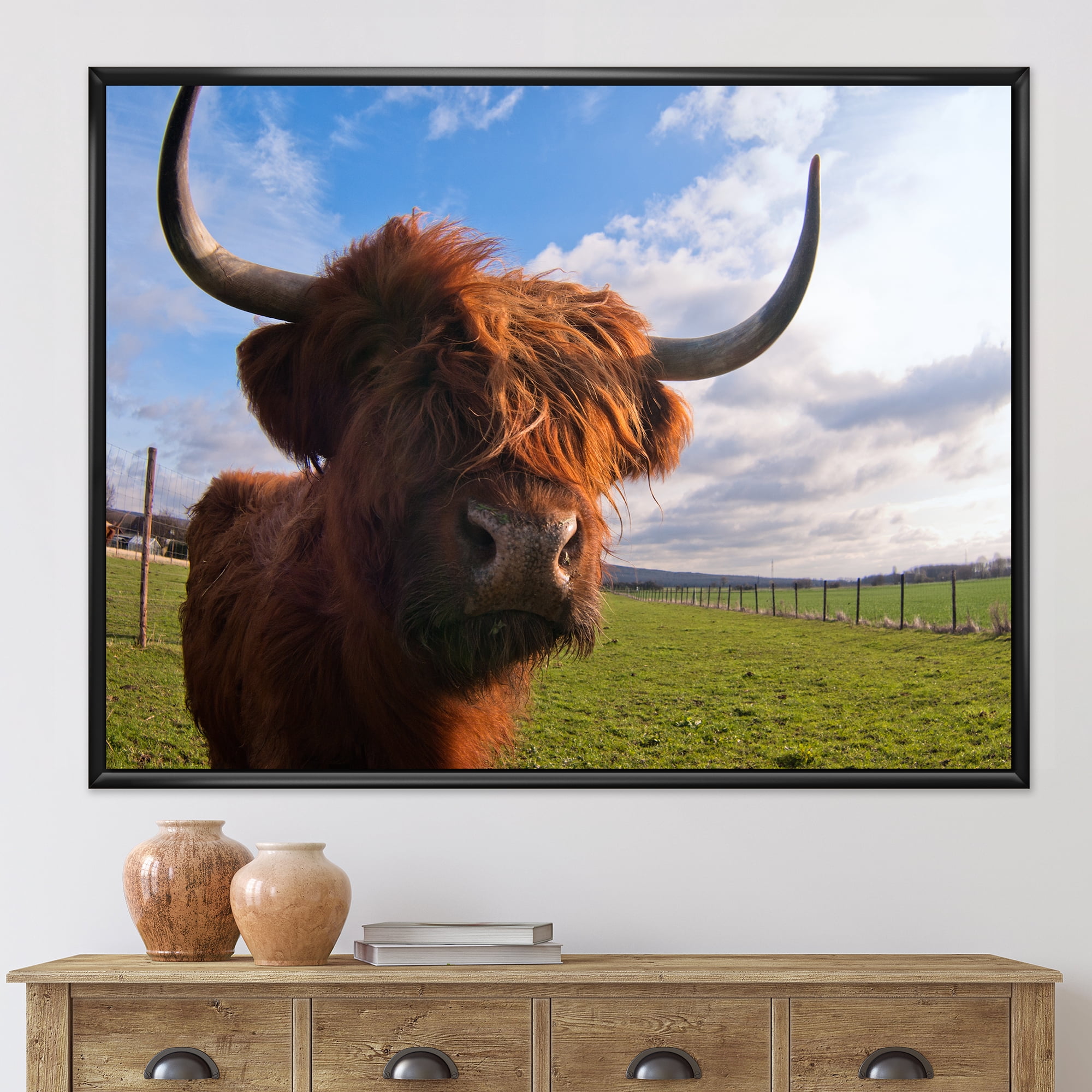 Close Up Portrait Of A Yak 40 in x 30 in Framed Photography Canvas Art Print, by Designart