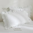 thumbnail image 5 of 100% Cotton White Pillow Shams with Ruffles and Pintucks, Set of 2, Chic Bright Farmhouse Pillowcase, Romantic French Decorative Pillow Cover (White, King), 5 of 10
