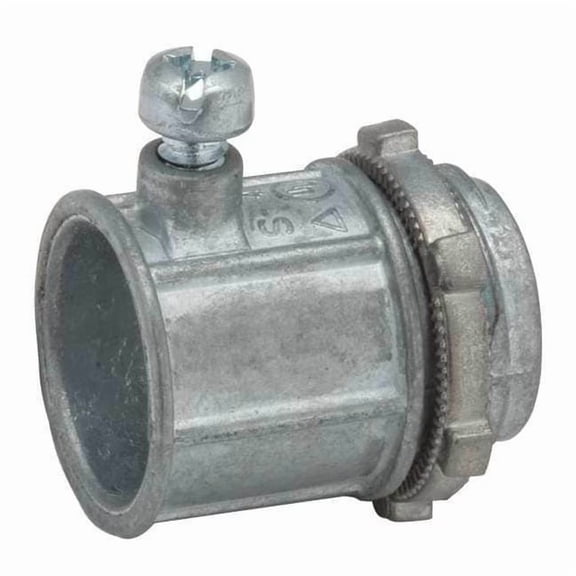 Raco EMT Grounding Connector, 1-1/2 in, Set Screw, Zinc Alloy, Plain, Gray 2606