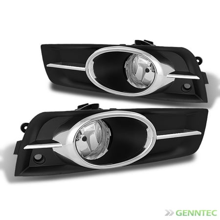 Chrome Fog Light Trim - 2011-2014 Cruze Clear Driving Fog Lights Rainy Lamps Chrome Trim w/Light Bulbs 2012 2013 Pair Left+Right
