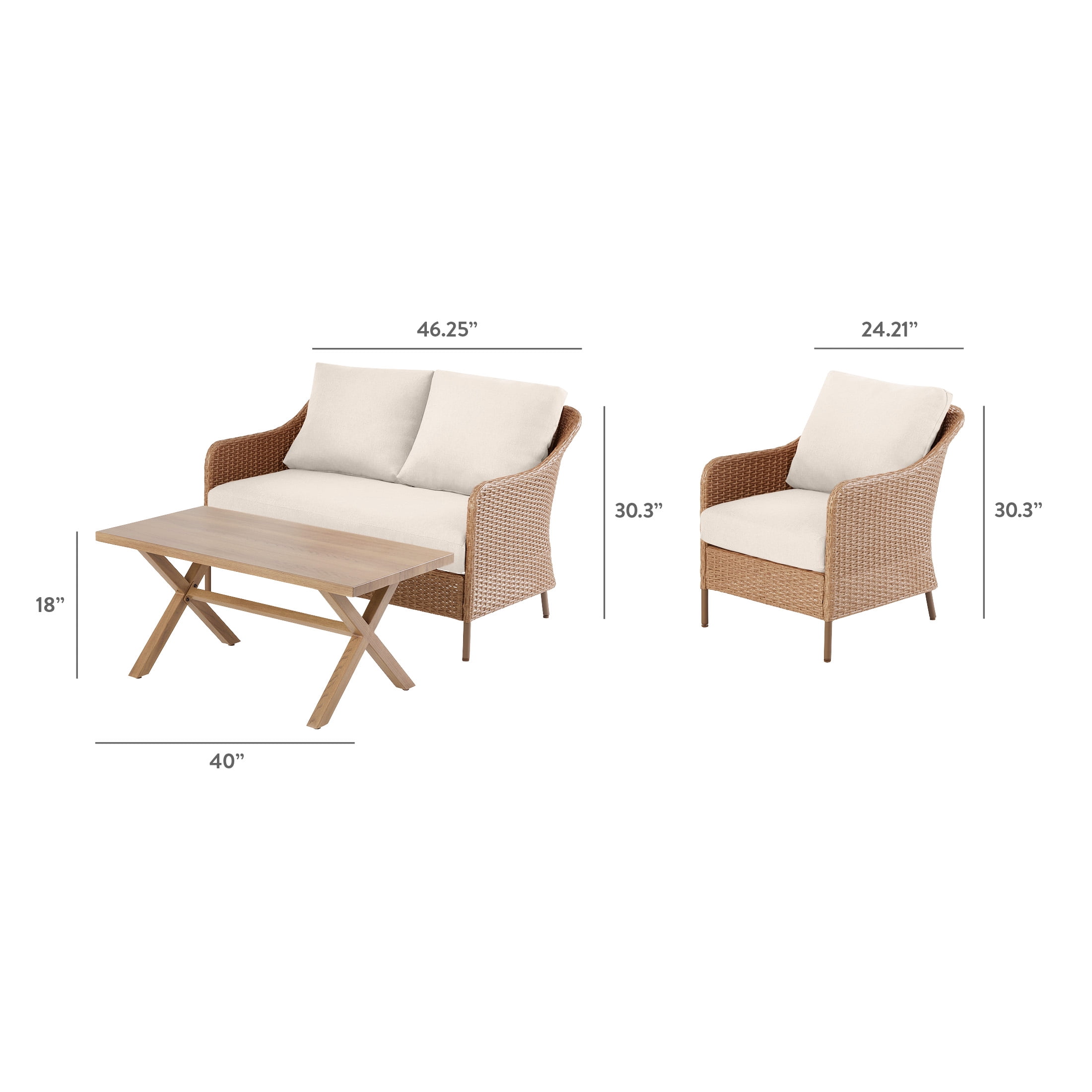 Mainstays Chelsea Outdoor Patio Steel 4-Pieces Deeping Seating Set with Beige Cushions