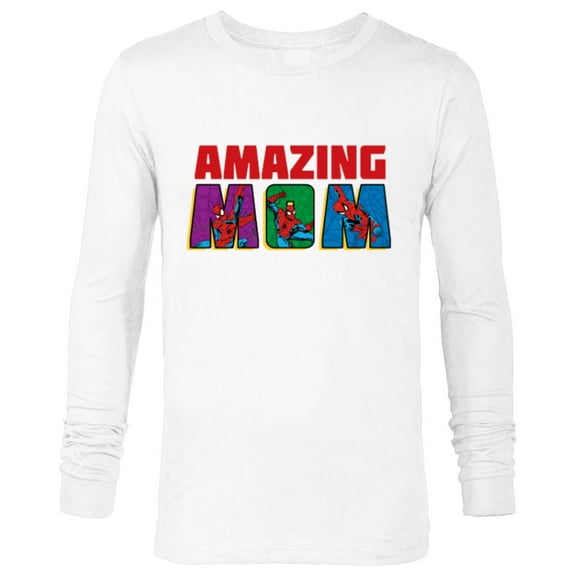Marvel Spider-Man Amazing Mom Birthday Mother’s Day - Long Sleeve T-Shirt for Men - Customized-White
