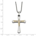 thumbnail image 3 of Stainless Steel 14k Gold Diamond Cut Cross Pendant 22 Inch Ball Chain Necklace Charm Religious, 3 of 7