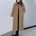thumbnail image 2 of Olyvenn Womens Pea Coat Plus Size Wool Coat Long Winter Coat Elegant Dress Coat Office Work Jacket Business Casual Coats Khaki XXL, 2 of 4