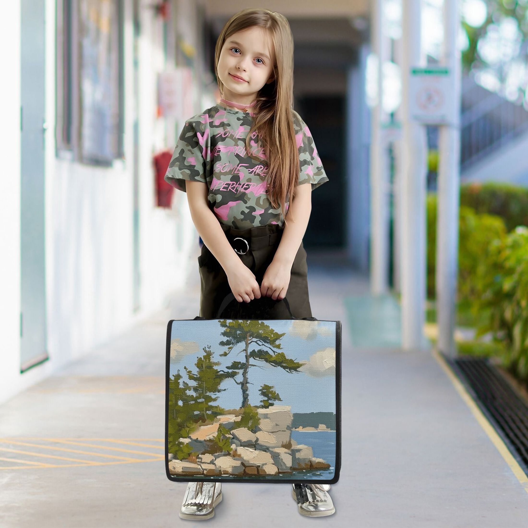3 Ring Zipper Binder with Shoulder Strap Waterproof Trapper Keeper 2 Inch D-Ring 500 Sheets Capacity Island Oil Painting