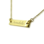 Photos Engraved - Custom Engraved Small Horizantal Bar Plate Necklace in Yellow Gold Stainless Steel - W-BP-HZS-GP