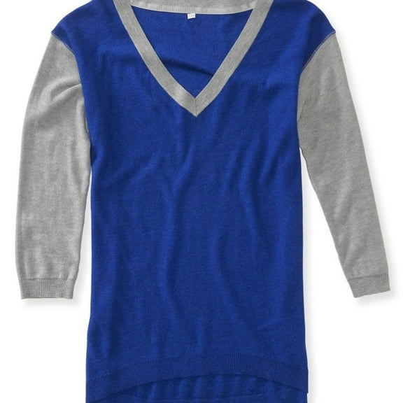 Aeropostale Womens V Neck Knit Sweater, Blue, X-Large