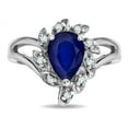 thumbnail image 2 of Star K � Genuine Sapphire Pear Shape 8x6 Halo Split Shank Ring, 2 of 9