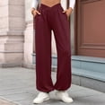 thumbnail image 4 of Pantalones Deportivos de Cintura Alta con Bolsillos para Mujer, Pantalones de Yoga Holgados e Informales Vino Tinto S, 4 of 9