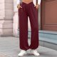thumbnail image 4 of Pantalones Deportivos de Cintura Alta con Bolsillos para Mujer, Pantalones de Yoga Holgados e Informales Vino Tinto S, 4 of 9