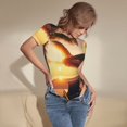thumbnail image 3 of Fotbe Hawaiian Sunset Beach Body de Mujer con Cuello Redondo y Mangas Cortas, Sin Mangas Ajustado, Suave, Cómodo y Básico-Small, 3 of 7