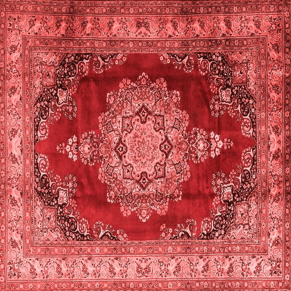 Ahgly Company Indoor Square Medallion Red Traditional Area Rugs, 3' Square