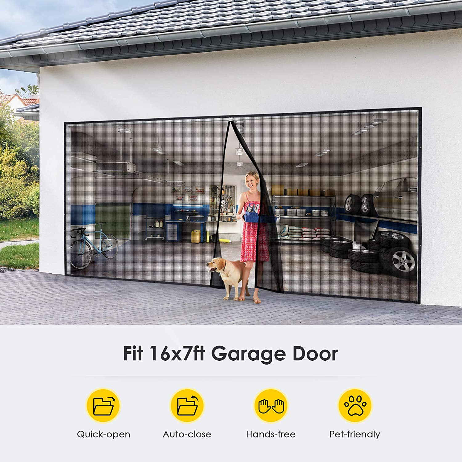 Details about   Upgraded Magnetic Garage Door Screen 2 Car Screen Door 12'x10' FT Magnetic Closu 