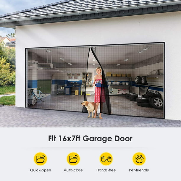 Homitt Magnetic Garage Door Screen 16x7, 2 Car Garage Door Size