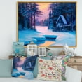 thumbnail image 2 of Designart 'The River House In The Woods and Winter Landscape II' Lake House Framed Canvas Wall Art Print, 2 of 5