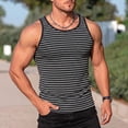 thumbnail image 2 of Men Striped Tank Top - Quick Dry Training Tops Men Round Neck Outdoor Running Fitness Cut off Undershirts, S-3XL, 2 of 8