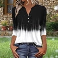 thumbnail image 2 of Jsaierl 3/4 Length Sleeve Womens Tops Summer Button Up V Neck Shirts Boho Graphic Petite Pleated Blouses Classic Cotton T-shirts Top S-2XL, 2 of 6
