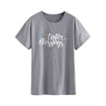 thumbnail image 3 of TWZH Women's Easter Blessings T-Shirt Easter Egg Print Short Sleeve Tee, 3 of 6