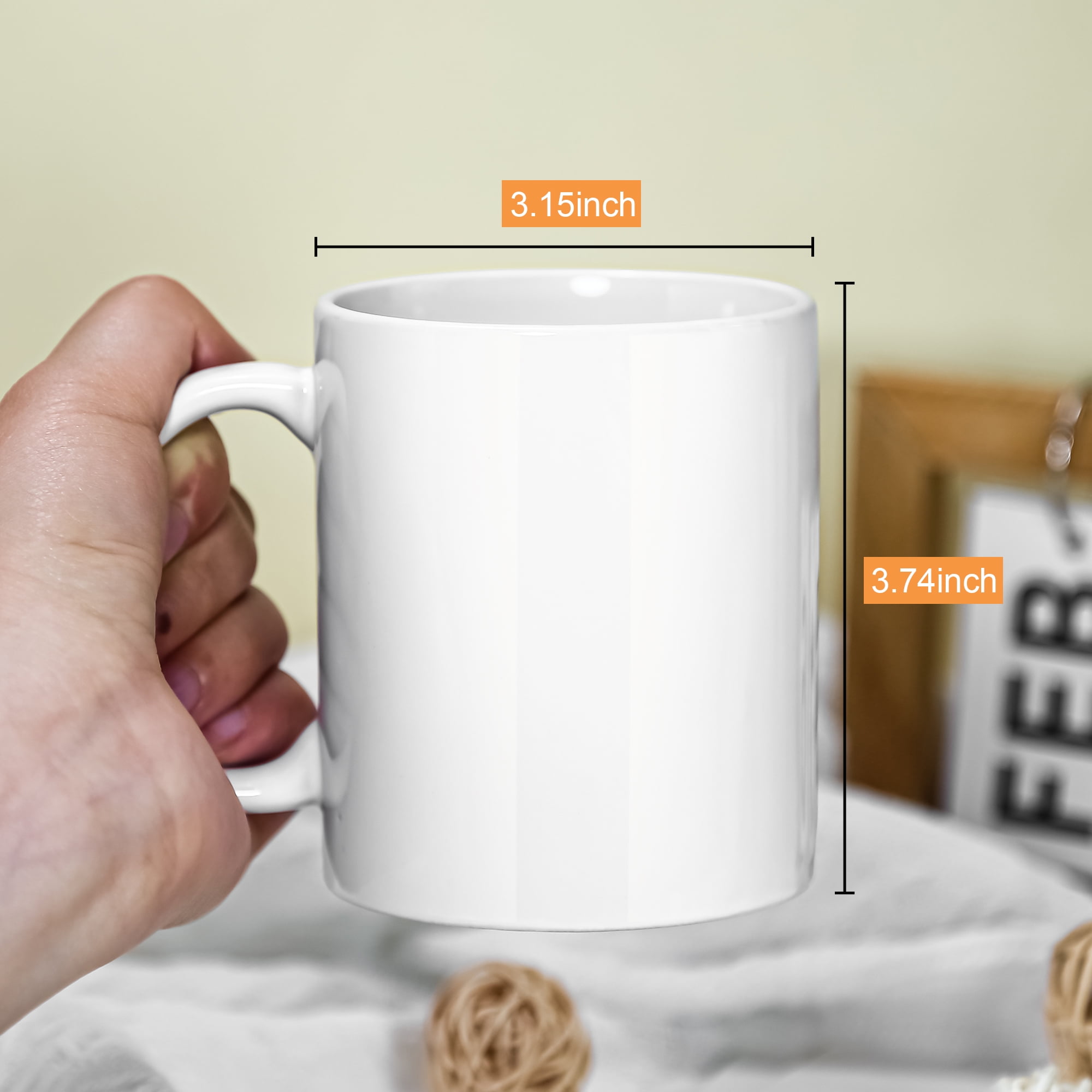 12PCS 11OZ Sublimation Ceramic Mugs with Handles White Blank Cups for DIY Printing Personalized Gifts Coffe Tea