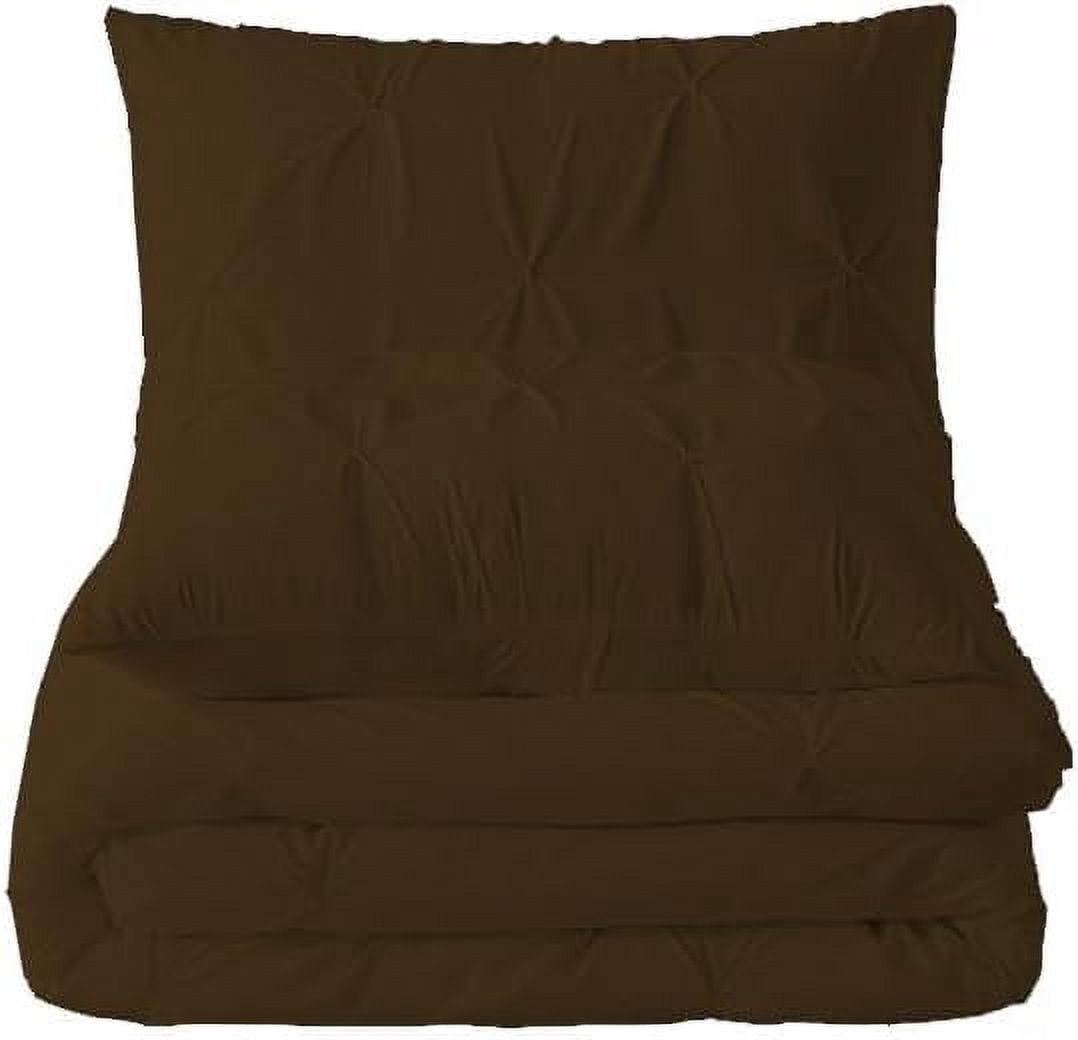 1 Piece Pinch Pleated Duvet Cover 100% Cotton 1000 TC with Zipper Closure & Corner Ties Pintuck Bedding Duvet Cover - Super King Size (116" x 98") Inch, Chocolate Solid