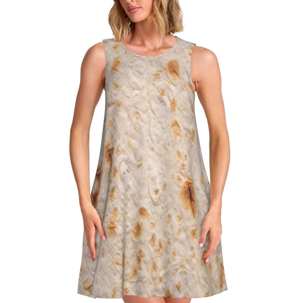 Balery Tortilla Vestidos de verano para mujer con estampado: vestido holgado sin mangas, vestido playero informal y cómodo para días calurosos.
