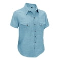 thumbnail image 5 of Mens Linen Shirt Casual Short Sleeve Button Down Shirts Summer Beach Vacation Tops Cyan S, 5 of 6