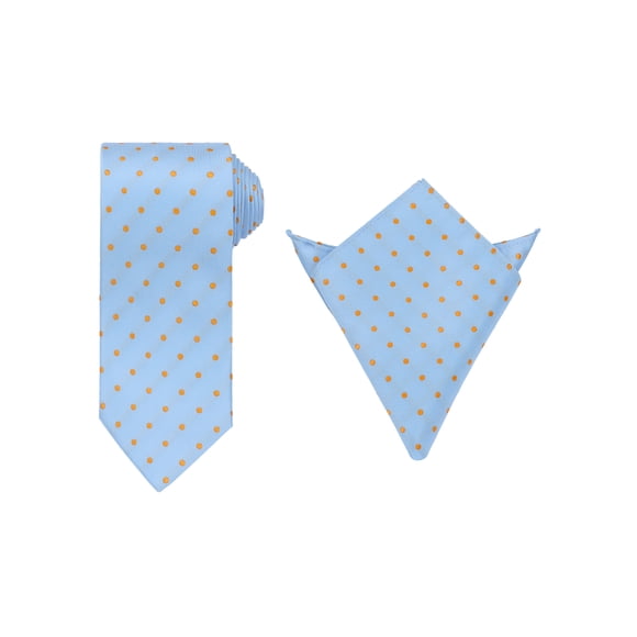 Conjuntos de corbatas para hombres INSPIRE CHIC, corbatas de lunares con pañuelo a juego para bodas y negocios, azul pastel oscuro