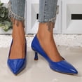thumbnail image 4 of Women's Mid Kitten Heel Pumps Classic Fashion Dress Pumps Simple Heeled Shoes for office Work Size 36-43 Blue, 4 of 9