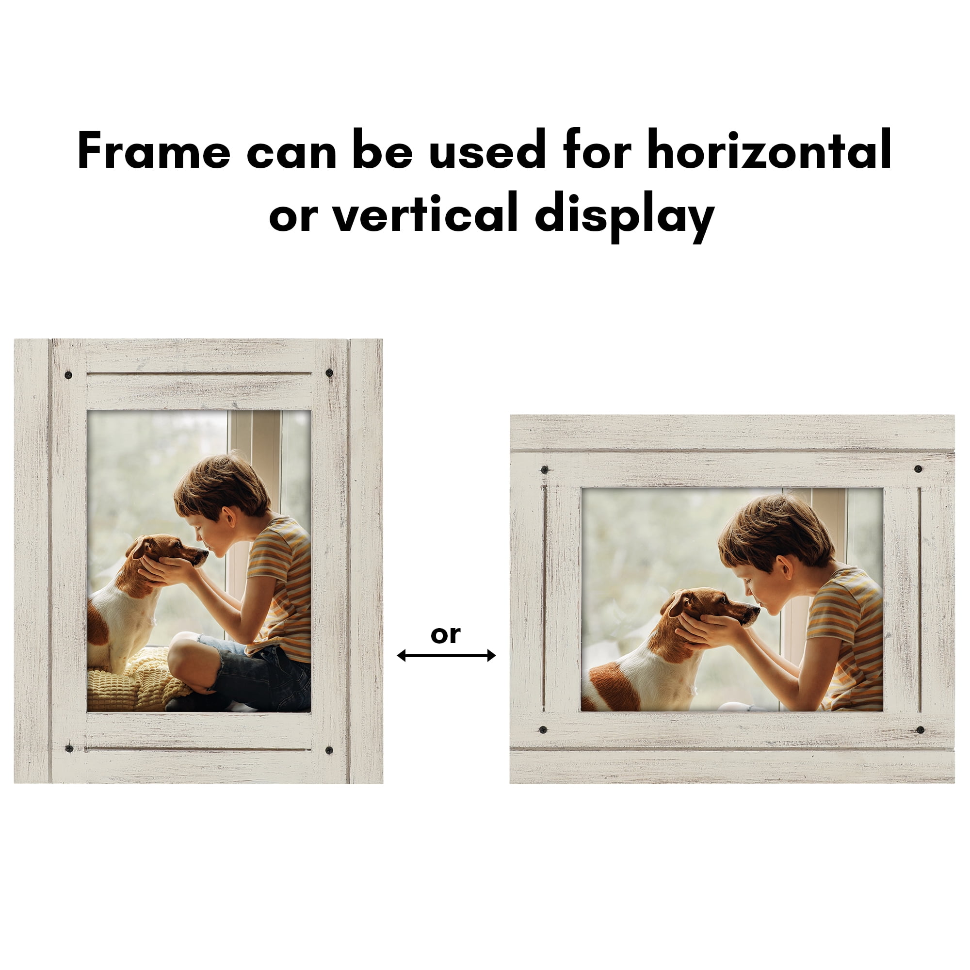 Americanflat 6x8 Picture Frame Polished Crystal Clear Glass Hampton Collection Distressed Frames - Aspen White