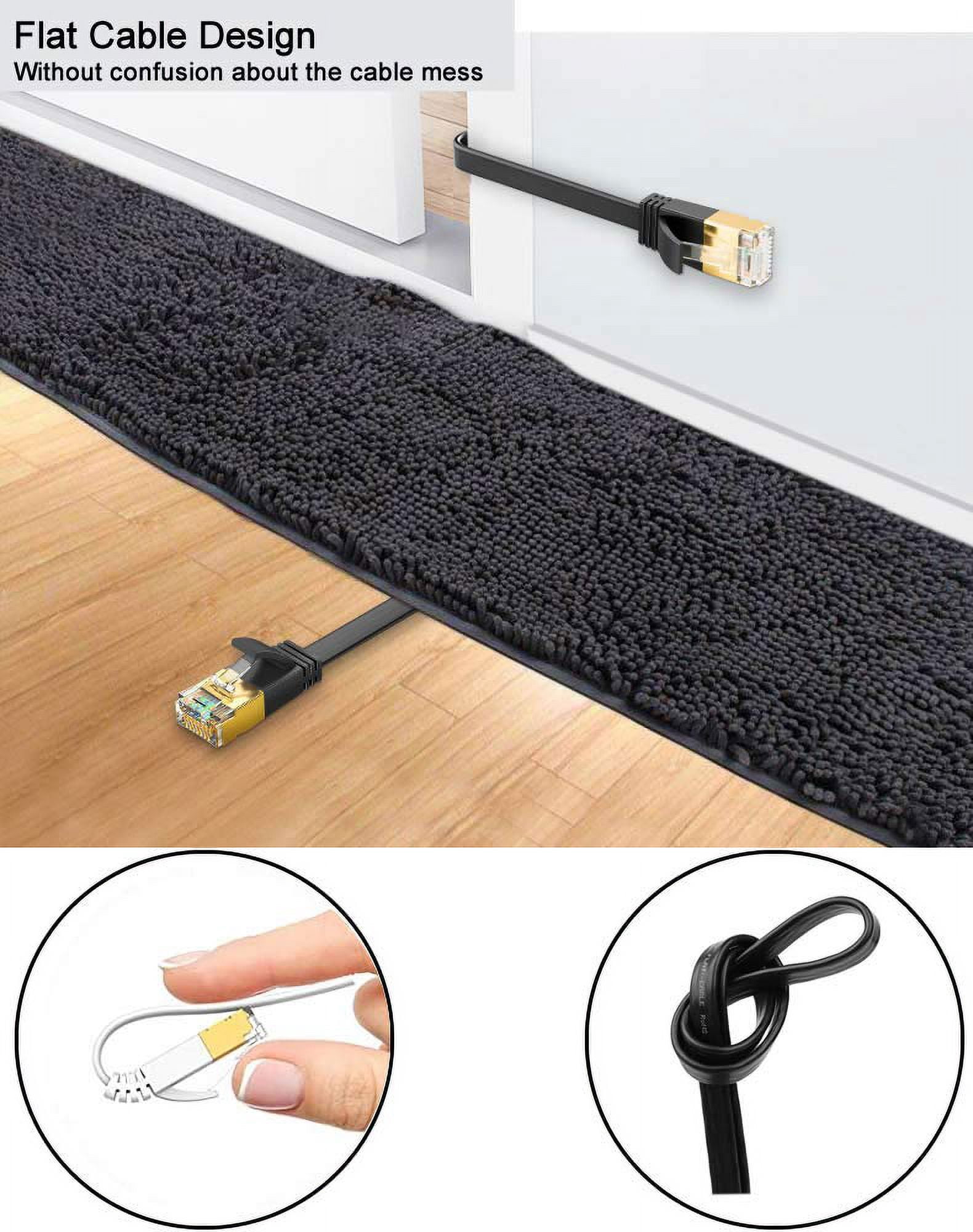 Tianle Flat Cat8 Ethernet Cable, 26AWG Cat 8 Network Internet Lan Cable High Speed 40Gbps 2000Mhz SFTP RJ45 Gold Plated Connector for PC, Router, Switch, Modem, TV, PS5 (White, 20M/65FT)