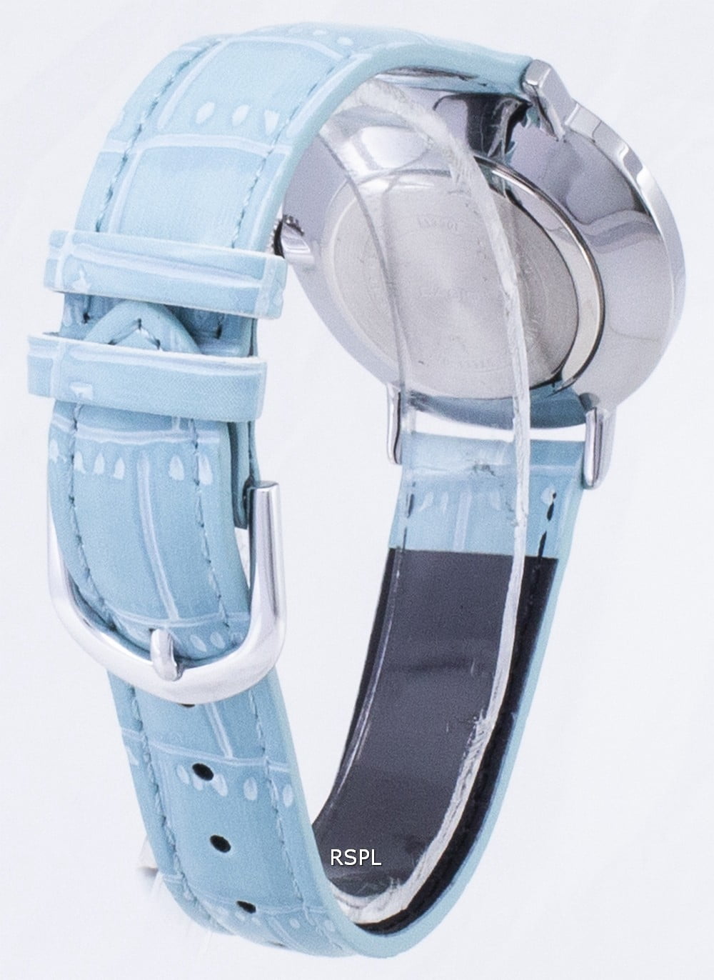 Casio Women’s Silver Dial Light Blue Leather Strap Watch - LTP-VT01L-7B3UDF